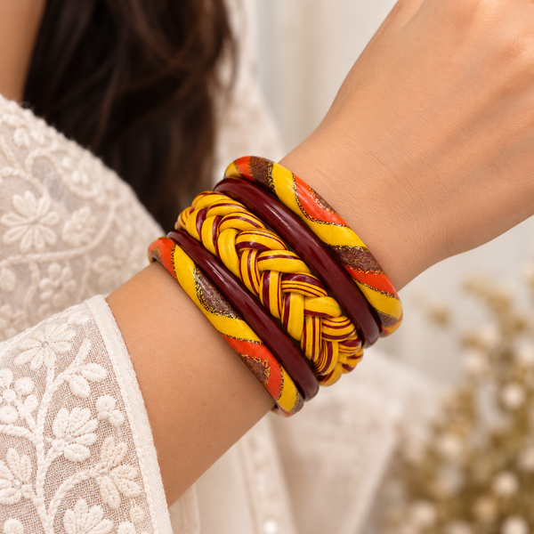 Sunflower Braided Bangle Set