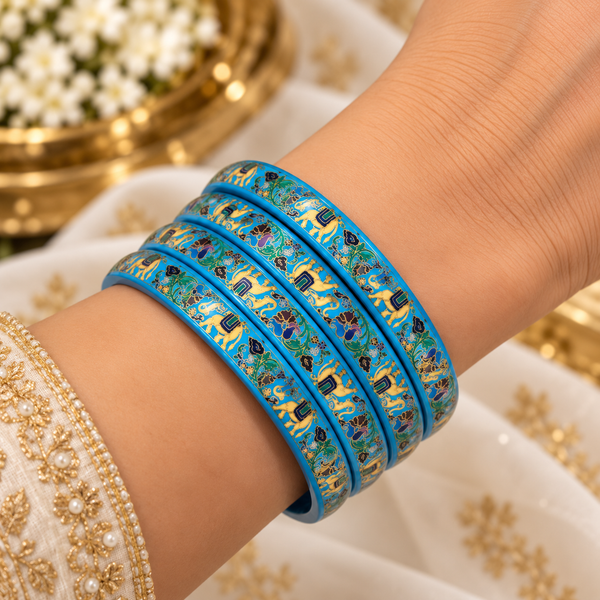 Royal Elephant Pure Lac Bangle Set – Blue