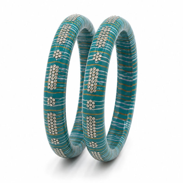 Teal Blue Laheria Kac Kada Set