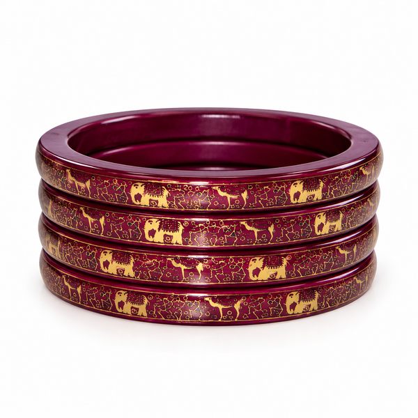 Royal Elephant Pure Lac Bangle Set – Maroon