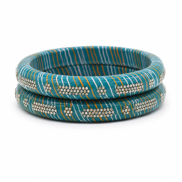 Teal Blue Laheria Kac Kada Set