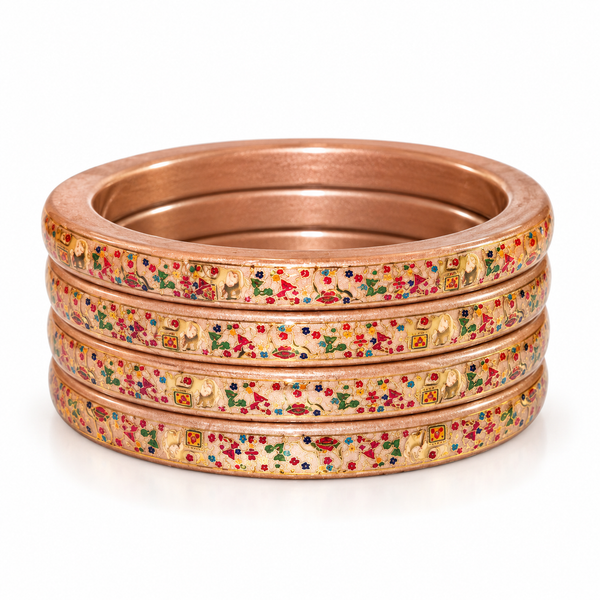 Royal Elephant Pure Lac Bangle Set – Rose Gold