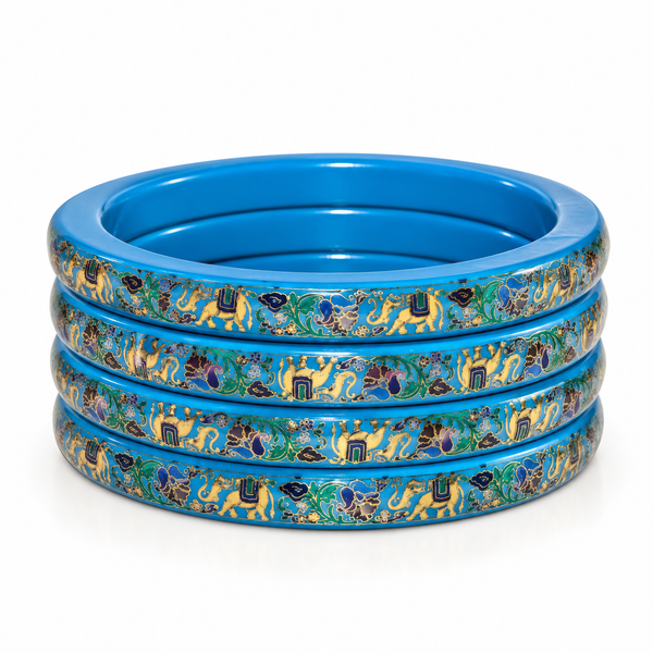 Royal Elephant Pure Lac Bangle Set – Blue