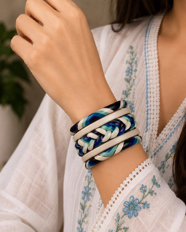 Evil Eye braided Bangle Set